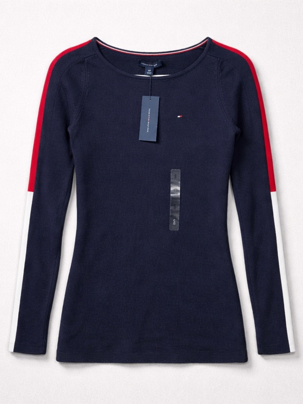 Tommy Hilfiger Sporty Prep Nautical USA Stripe Lightweight Knit  NWT S‎